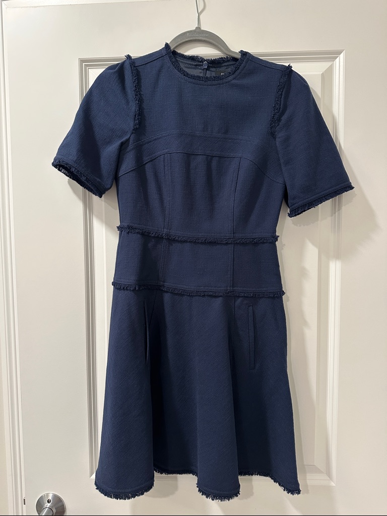 Me+Em Navy Textured Short Fit And Flare Dress Size Us 2/Uk 4 Euc